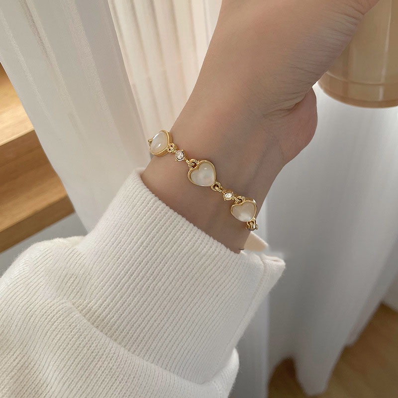 Gelang Tangan Rantai Adjustable Aksen Berlian Imitasi Gaya Jepangkorea Selatan Untuk Wanita