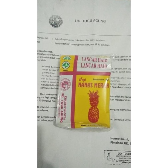 

Jamu Lancar Haid Nanas Merah 1 Kotak Isi 10 Sachet