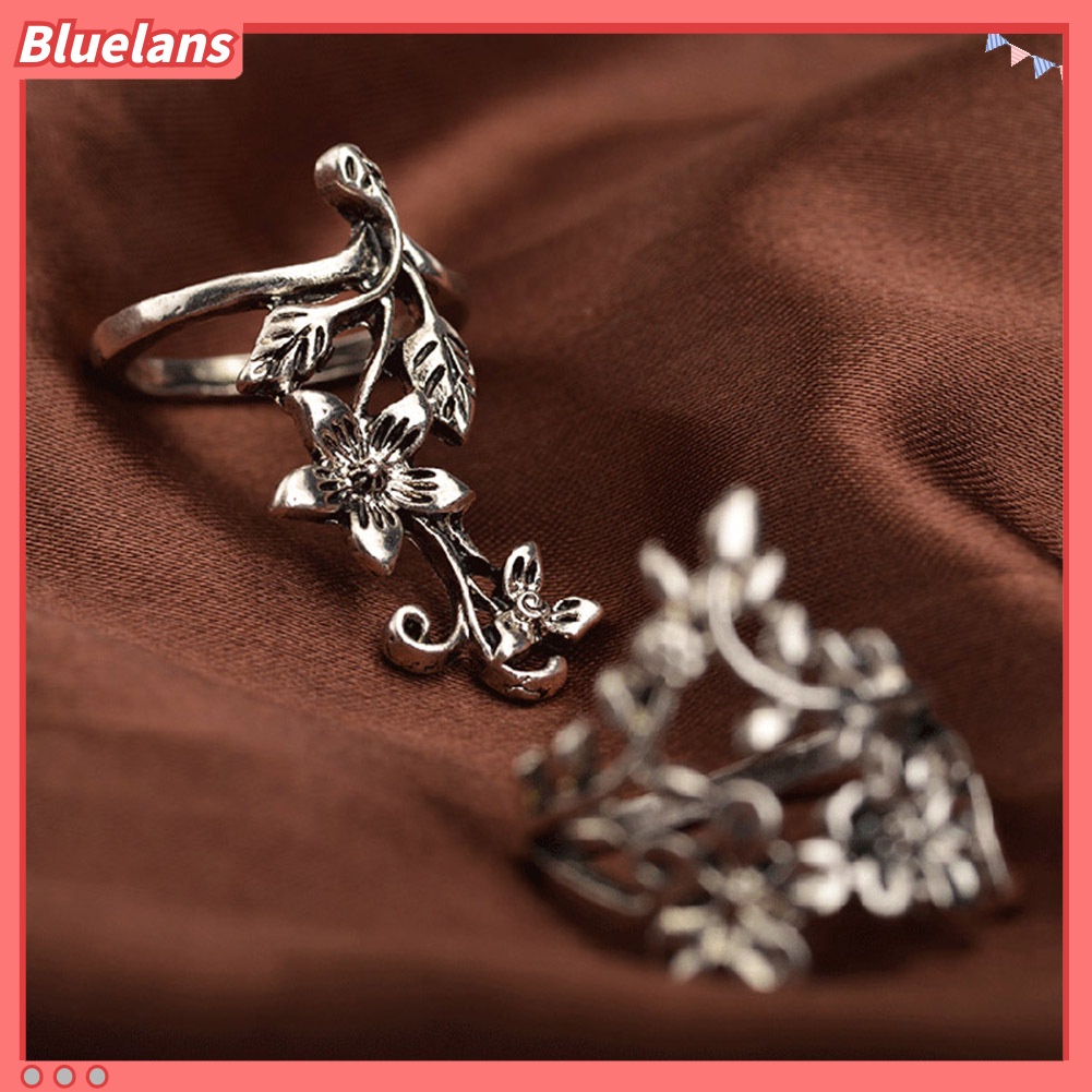 Bluelans 4Pcs Women Vintage Stereo Flower Leaves Midi Finger Knuckle Rings Set Jewelry
