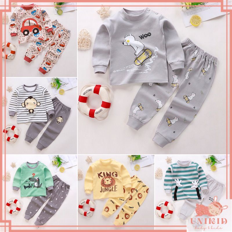 UNIKID SETELAN ANAK 0-4 TAHUN PIYAMA ANAK BAJU ANAK BAJU PANJANG DAN CELANA PANJANG