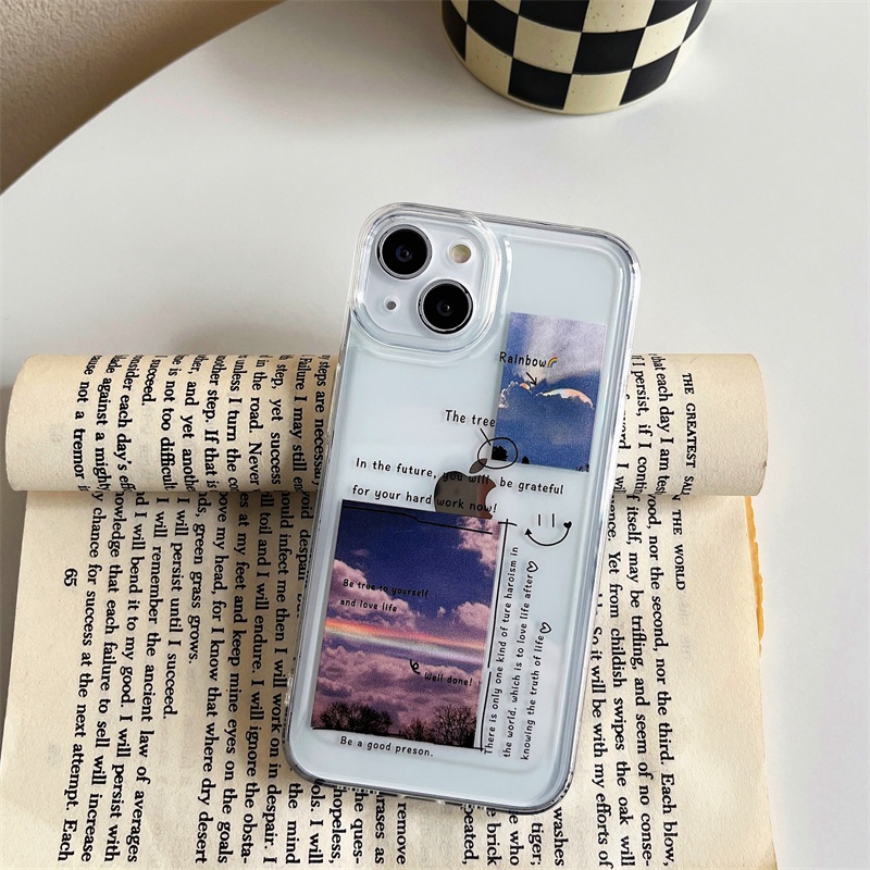 Casing Soft Case TPU Motif Langit Biru + Awan + Pemandangan Untuk IPhone 13 / 14 / 13 / 12 / 11 Pro Max / X / XR / 8 / 7 +