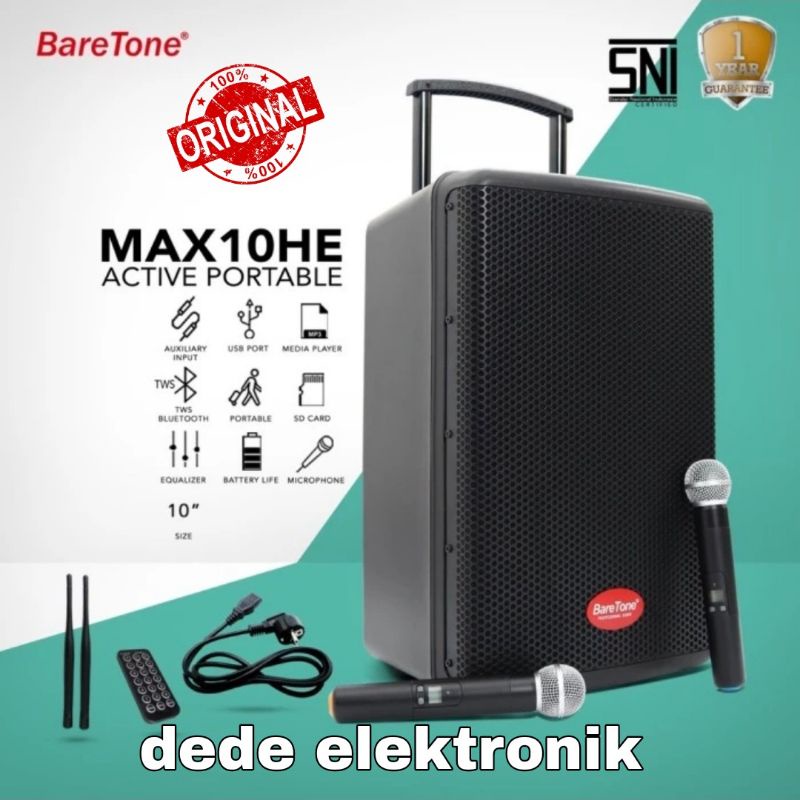 SPEAKER BARETONE MAX 10 HE/SPEAKER AKTIF BLUETOOTH/, SPEAKER TROLEY BARETONE MAX 10HR 10 INCH