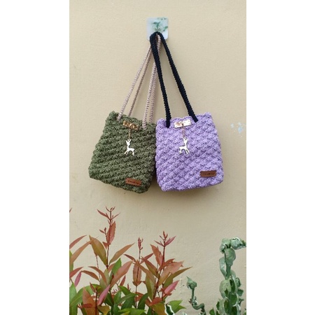 tas rajut jinjing, glasia bag, tas bahu mini