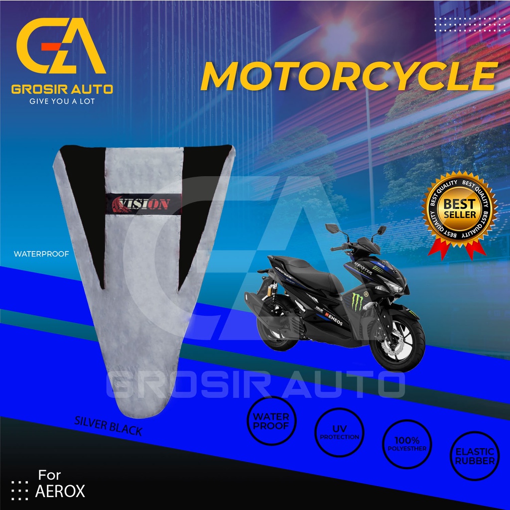 Cover Motor / Selimut Pelindung  Sarung Motor / Penutup Motor Aerox Vision Silver Hitam Waterproof