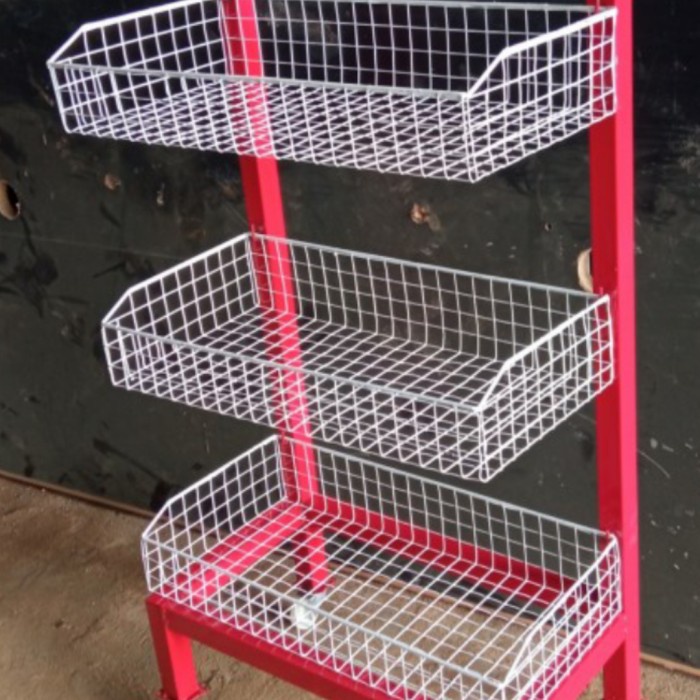 Display Rak Ciki Snack Warung 4 Susun Pakai Roda