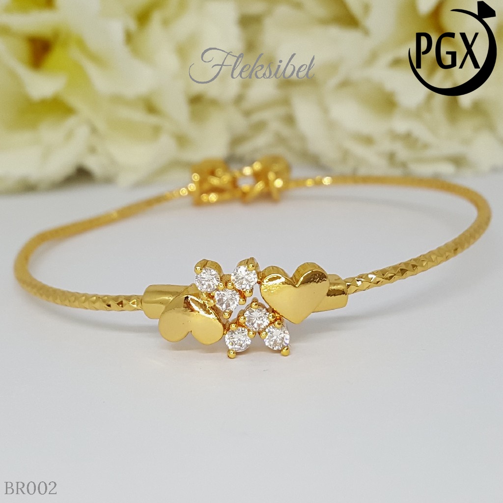 PGX Gelang Bangle Fleksibel Perhiasan Xuping Lapis Emas - BR002