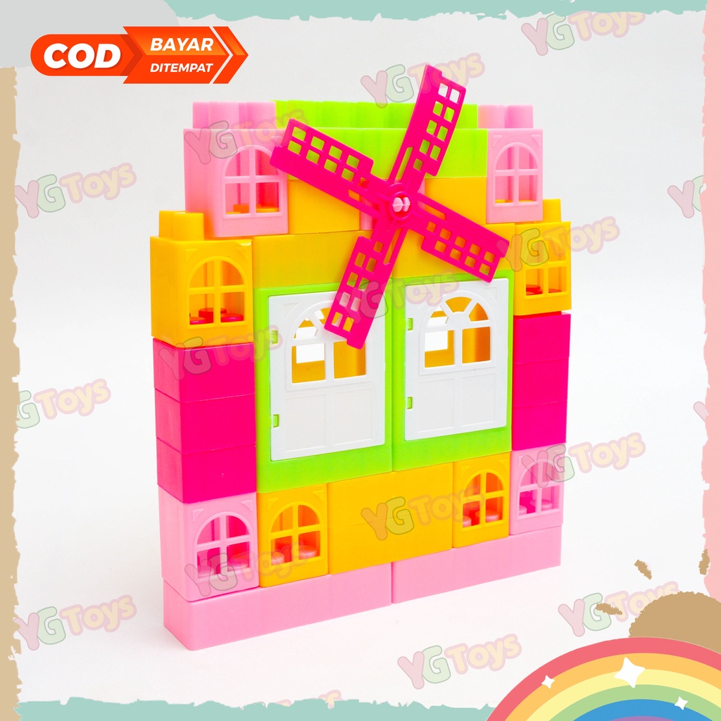 YGtoys Mainan Anak DIY Building Block Balok Susun Rumah Besar Mainan Edukasi Puzzle Blok