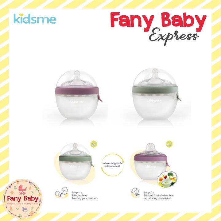 KIDSME 2IN1 SILICONE OVAL FEEDING BOTTLE SET 150ML