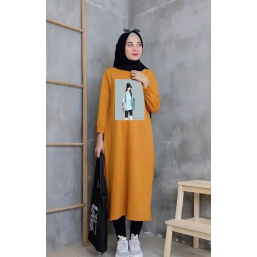 DRESS WANITA EMBLEM CRINGKLE AIRFLOW OOTD HIJAB MURAH / BAJU MUSLIM