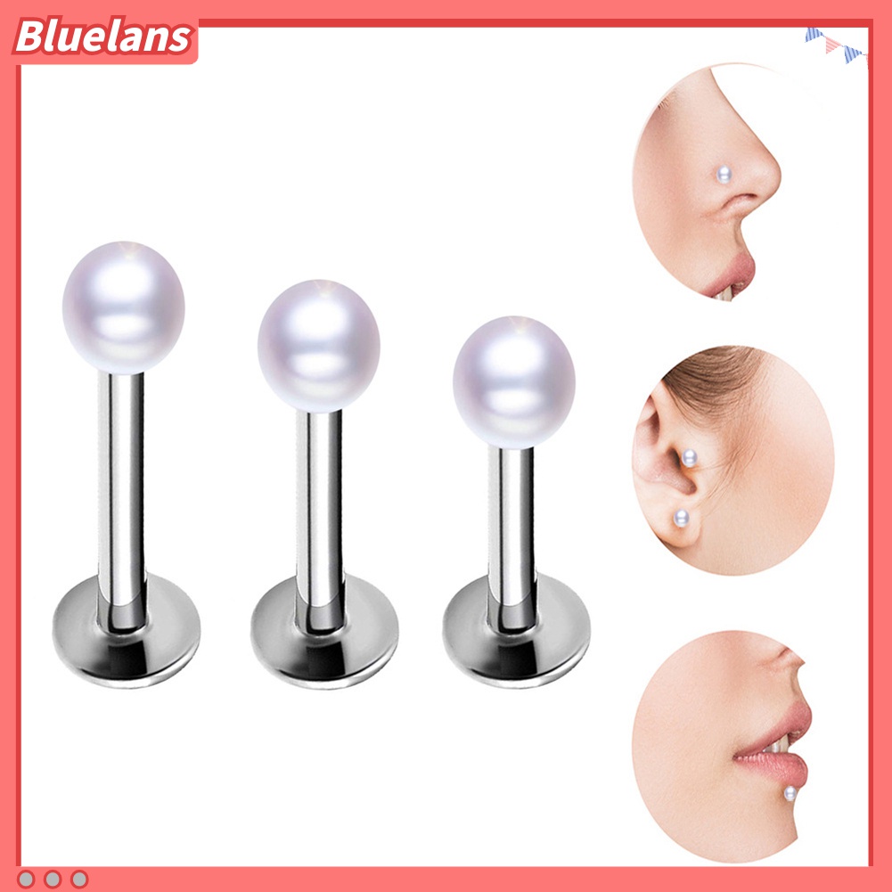 1pc Cincin Tindik Telinga Hidung Bibir Labret Aksen Mutiara Palsu Untuk Unisex