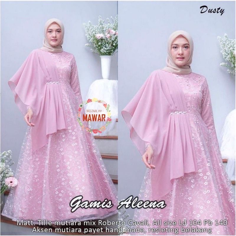 alena dress dress tile brokat premium ootd kondangan dress farasya selempang payet