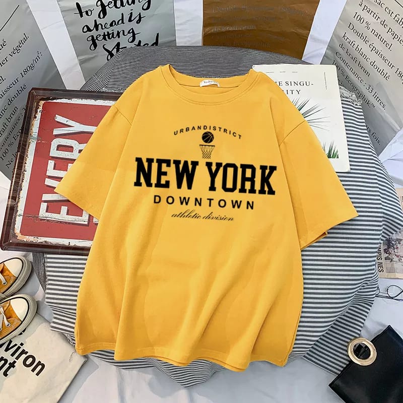 Kaos New York Downtown Wanita Import Atasan Dewasa New York City Oversize Jumbo T-shirt Oversize Wanita Lengan Panjang Kaos Wanita Lengan Pendek Kekinian 2022 Kaos Distro Wanita Oversize Tebal Kaos Cewek Distro Premium Termurah T shirt Wanita Murah Ori