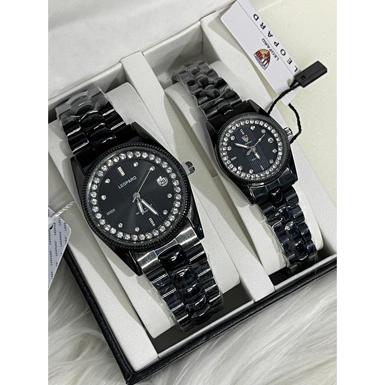 Jam Tangan Couple Pria/Wanita Leopard Original Tgl Aktif Strap Rantai LP-3250