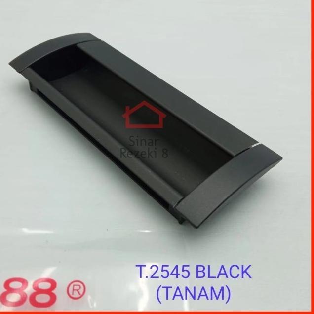 Sikat Habis--Handle Tanam 2545 HITAM Tarikan Geser Pintu Handel Lemari Aluminium Handel Laci Sliding