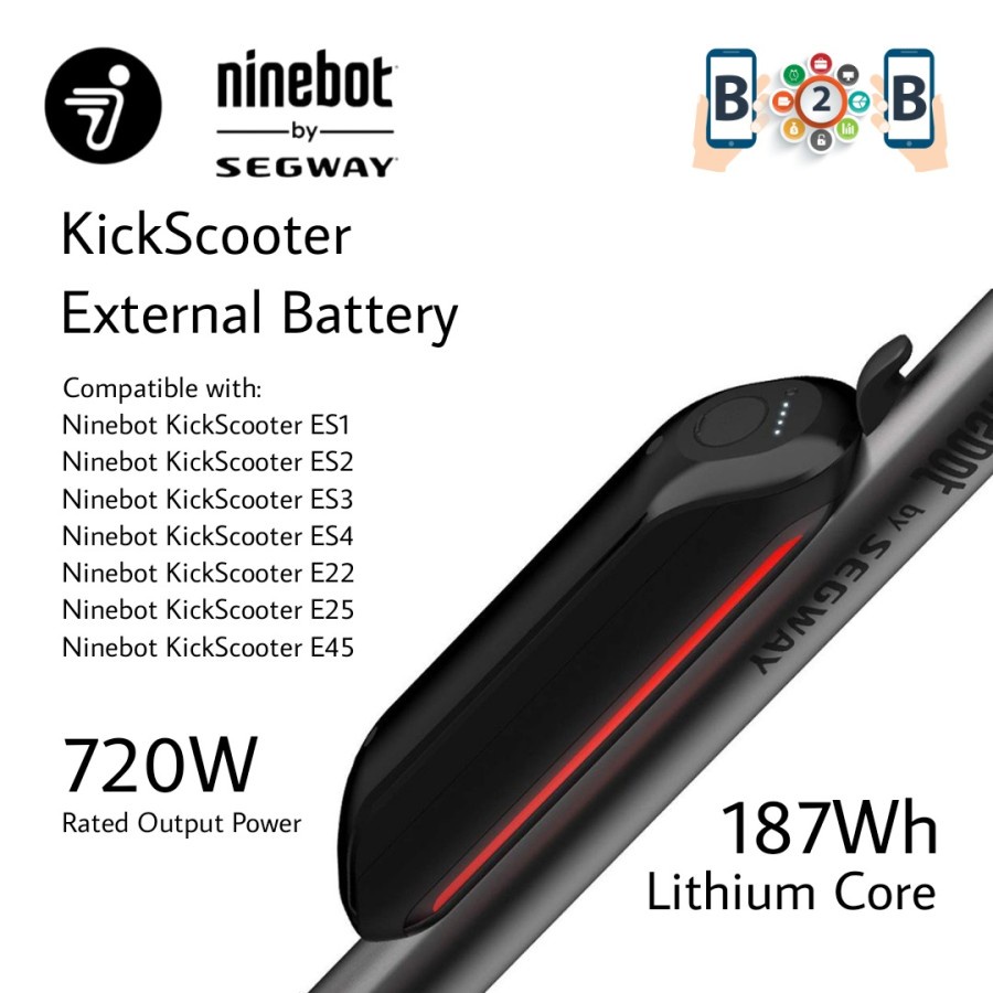 Ninebot KickScooter External Battery by Segway for ES1 ES2 E22 E25 E45