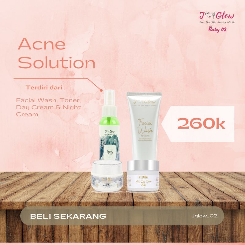JGLOW PAKET ACNE SOLUTION WHITENING PERAWATAN UNTUK WAJAH BERJERAWAT DAN BERMINYAK