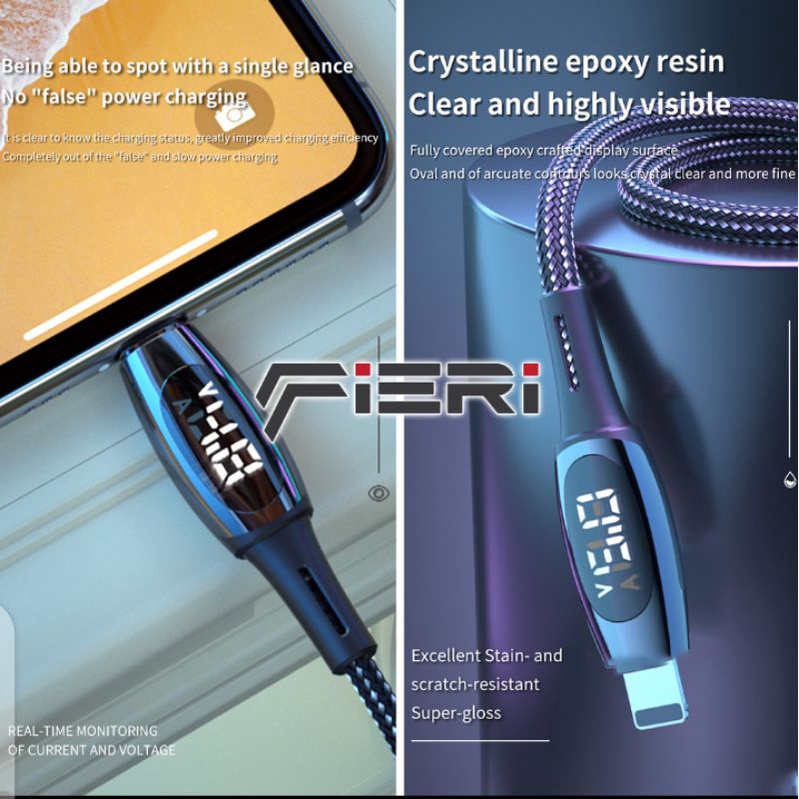 Fieri Kabel Lightning LED Display Fast Charging