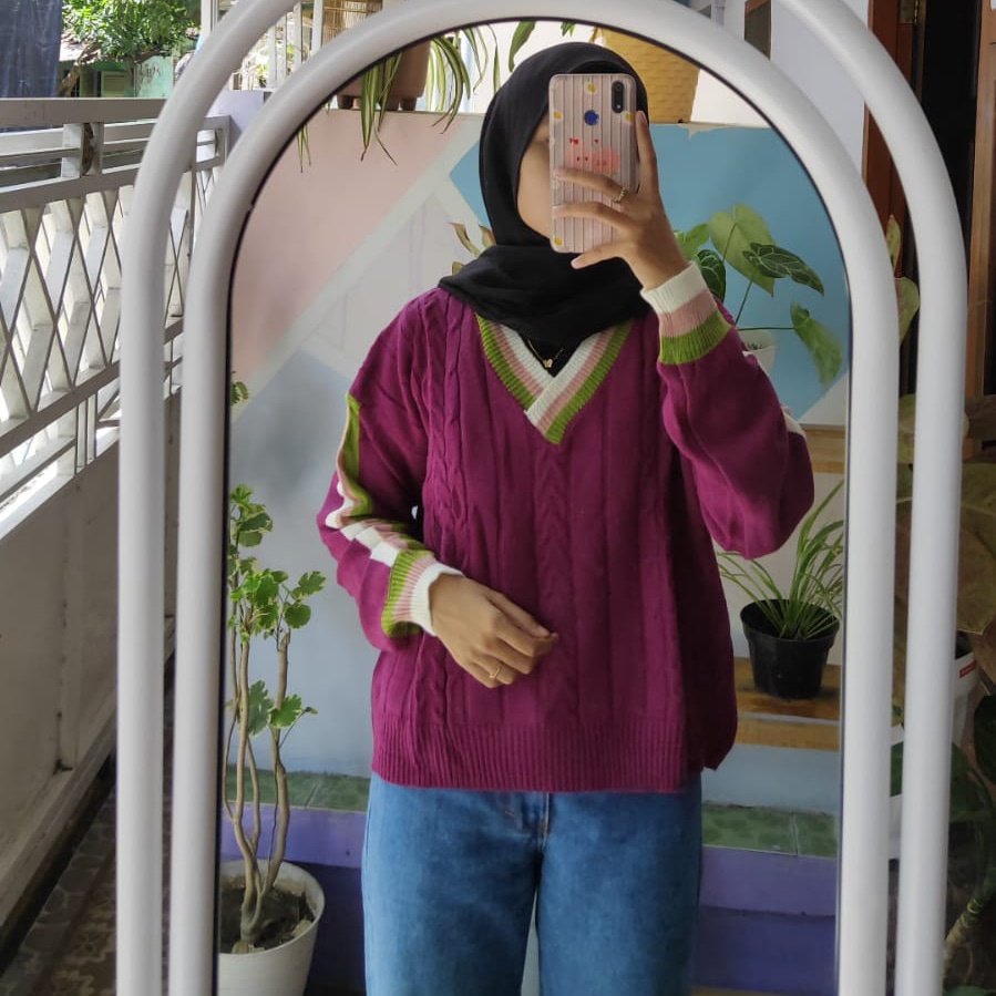Rajut v cable korean style