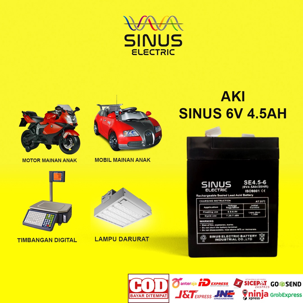 Aki timbangan digital 6V 4.5Ah Aki timbangan digital VRLA SINUS SE4.5-6