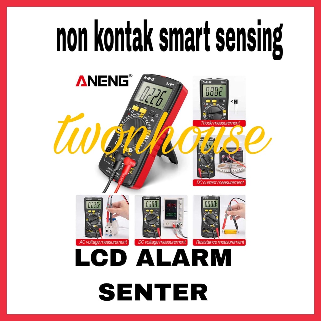 Multimeter Digital AC/DC Voltage Tester NCV NON CONTAK SMART SENSING LCD FLASH BUZER ALARM ANENG- SZ08   ANENG Digital Multimeter Voltage Tester - SZ08 AVOMETER DIGITAL SZ08 NCV NON CONTAK SENSING / MULTITESTER DIGITAL