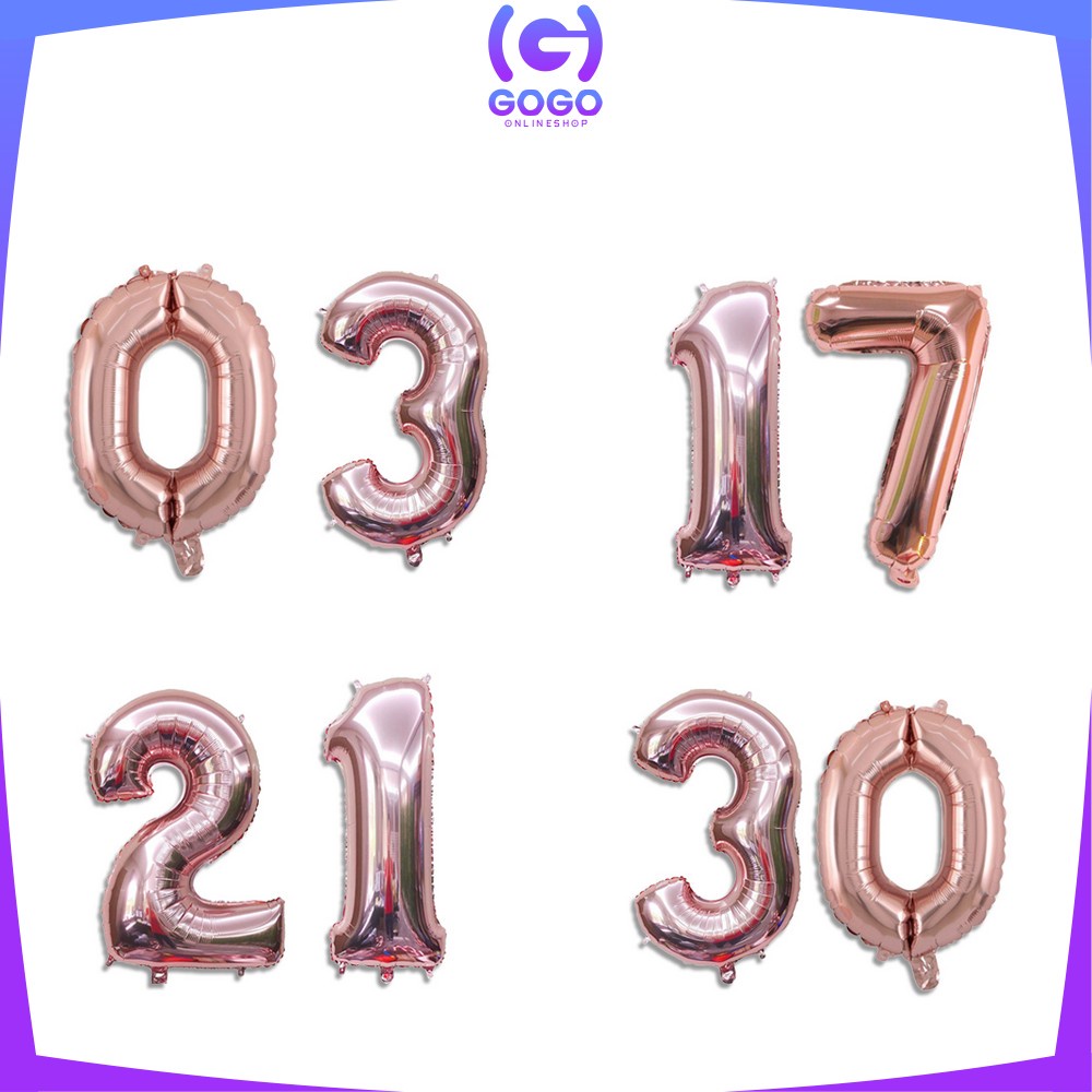 GOGO-C390 Balon Foil Huruf Rosegold A-Z Balon Foil Angka 0-9 / Ballon Foil Abjad Alphabet Angka Polos / Baloon Huruf Dan Angka Perlengkapan Ulang Tahun