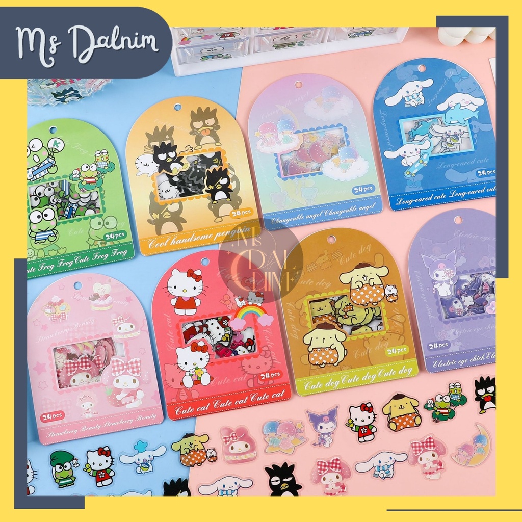 

Stiker Sanrio Isi 24pcs Aesthetic Lucu Korea Anti Air / Cute Deco Sticker Laser Glitter PVC Kuromi Cinnamoroll HK Waterproof Dekorasi Journal Diary Bujo Photocard PC Holder Decor HP Kpop Cahol Kawaii DIY Planner Scrapbook Craft [ST08]