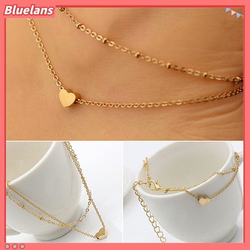 Bluelans Women Love Heart Shape Ankle Bracelet Double Layers Chain Sexy Foot Anklet