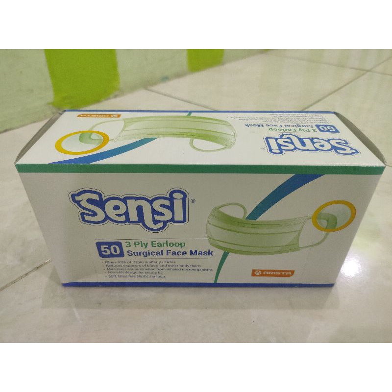 Masker Sensi Earloop 3 ply isi 50 / Surgical Face Mask