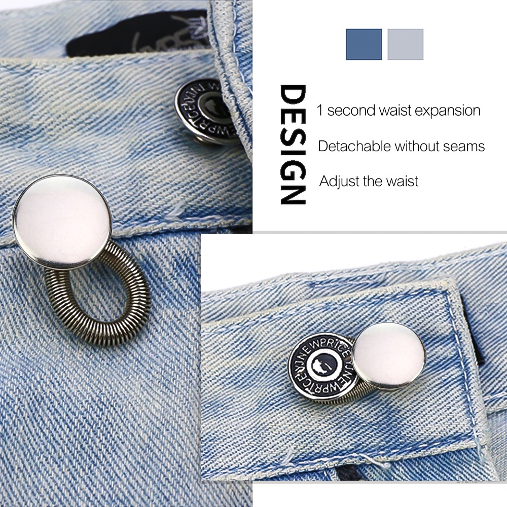 [Grosir] Warna Solid Halus Spring Waist Expanding Button Adjustable Waist Button Pinggang Expanding Spring Buckle Adjustment Button