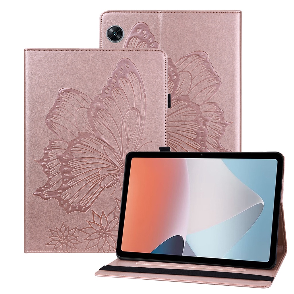 Untuk Oppo Pad Air 10.36 &quot;2022 OPD2102 X21N2 Fashion 3D Timbul Retro Kupu-Kupu Besar Tablet Perlindungan Case Kualitas Tinggi Dompet Flip Kulit Cover Berdiri Casing