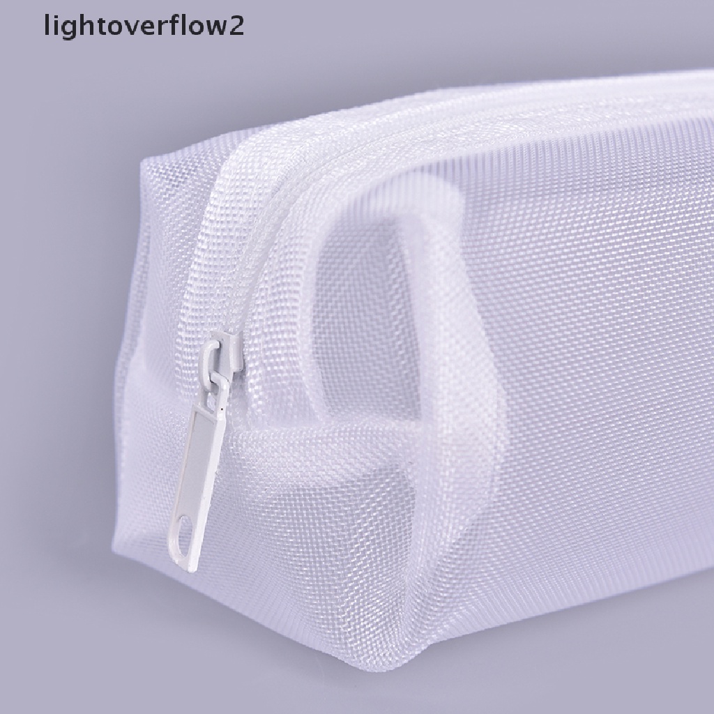 (lightoverflow2) Tas Pouch Mesh Transparan Portable Dengan Resleting Untuk Tempat Pensil / Kosmetik / Makeup