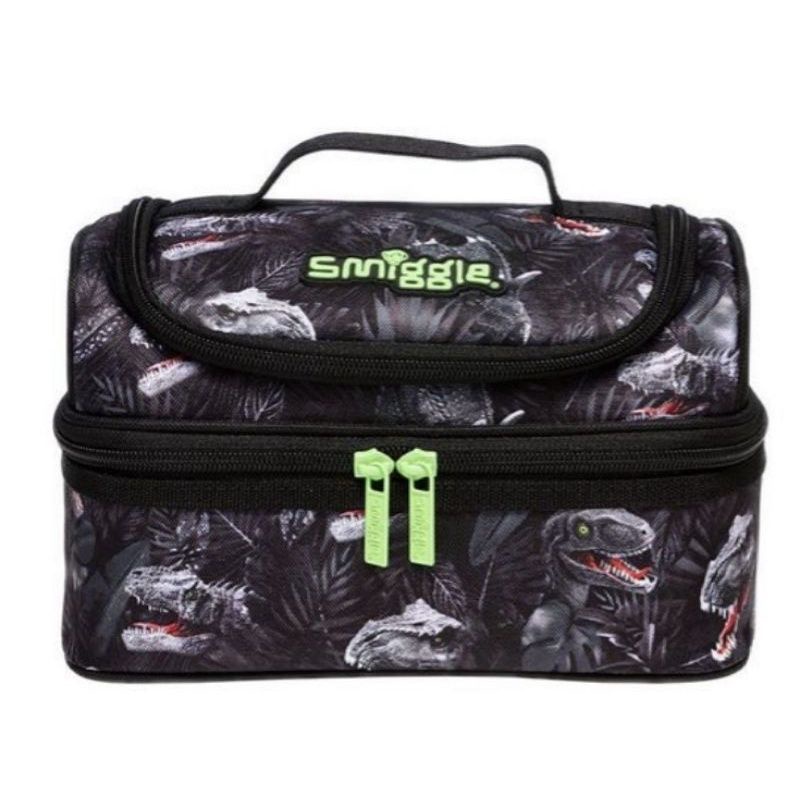 SMIGGLE DOUBLE DECKER LUNCHBOX LUNCH BAG ROAR DINO, FLASH SALE TERMURAH READY STOCK 100% ORIGINAL ST