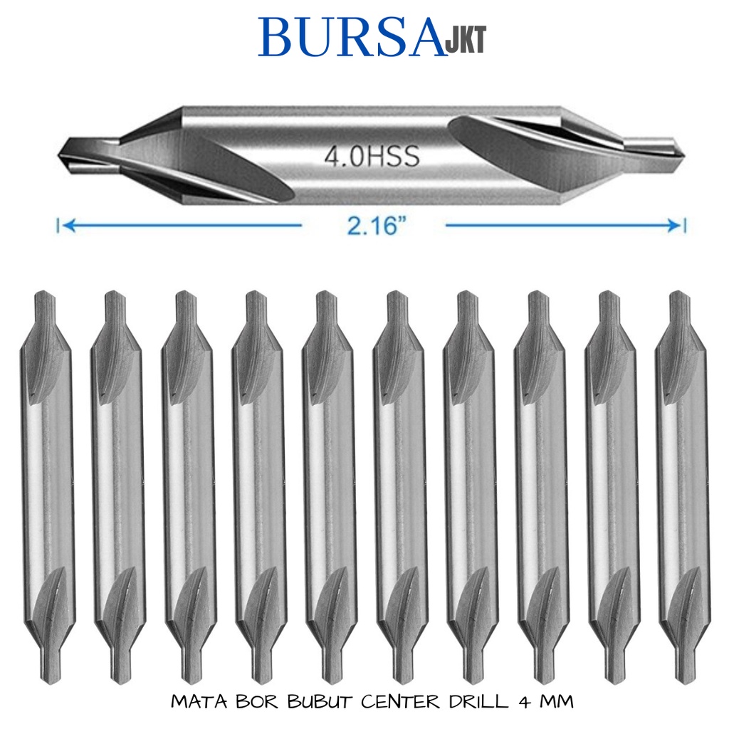 CENTER DRILL BIT MATA BOR BUBUT HSS PENANDA /PELUBANG LOGAM 4.0MM
