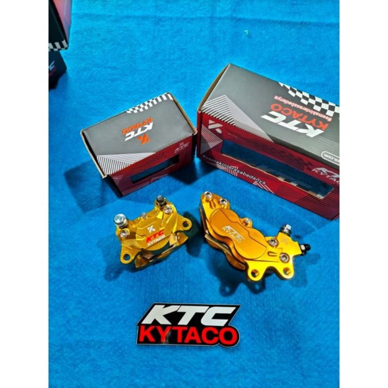 kaliper ktc kytaco set depan belakang universal  buat rubahan ada black gold red utk depannya 4p besar dan Belakang 2p besar Original by ktc kytaco