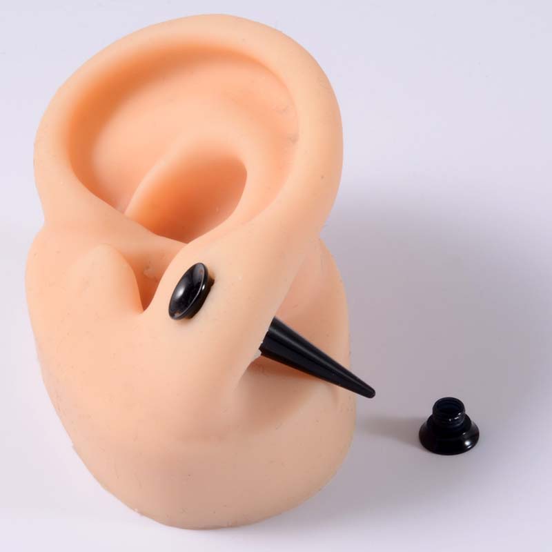 1 Set Anting Plug Bahan Akrilik Warna Hitam Ukuran 3-16mm Untuk Unisex