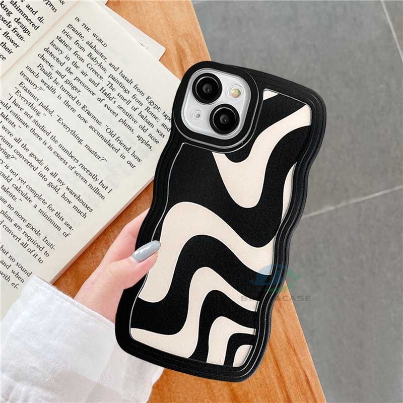 Realme C53 C55 C30 C31 C33 C33 C35 C21Y C25Y C21 Realme 10 RealmeC11 C25 C17 C15 C12 C3 C2 Realme 8i 7i 5 5i 6i 7 Pro Fashion Zebra Garis Pinggir Melengkung Casing Handphone TPU Binteacase