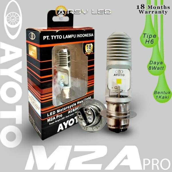 Lampu LED Depan Motor Matic H6 T19 AYOTO ASLI M2A | PRO - Super Terang - m2a pro putih