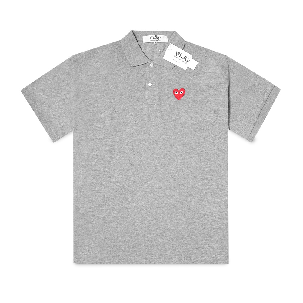 CDG Play Red Heart Polo Shirt Grey