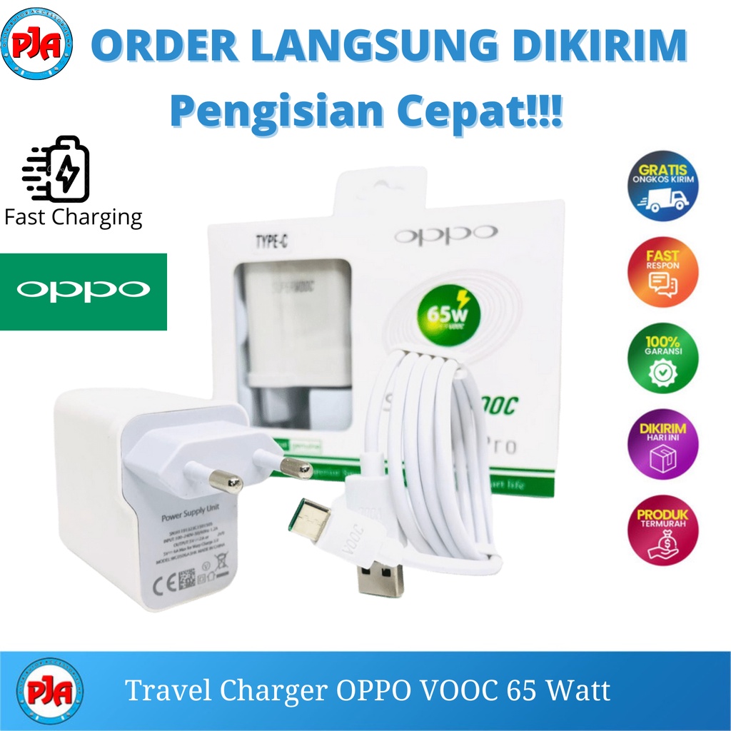 Travel Charger OPPO VOOC Chasan TC Original Android Fast Charging USB Cable Type C 65W Watt