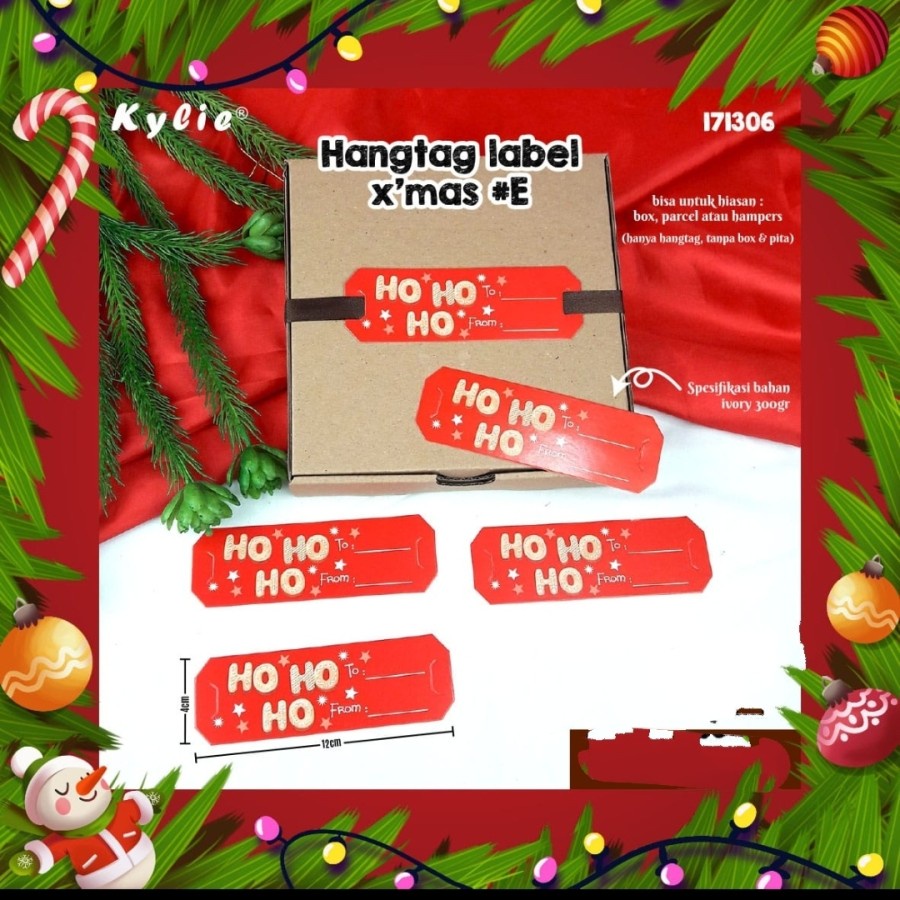 

Hangtag Label Gantungan Kado Natal Bingkisan Hampers Ho Ho Ho