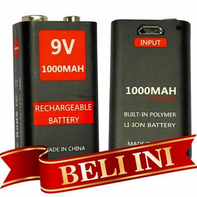 Baterai Kotak 9V 1000Mah 1.000 Mah Charge Isi Ulang Batre Rechargeable