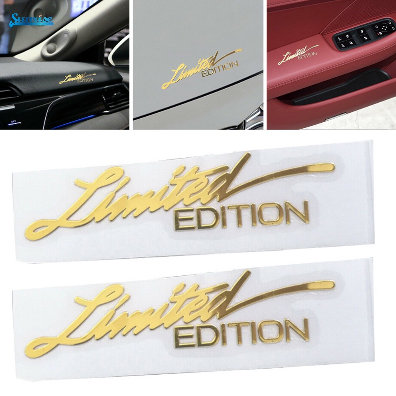 1pc Stiker Emblem / Badge Metal 3D Edisi Terbatas Warna Emas Untuk Motor / Mobil