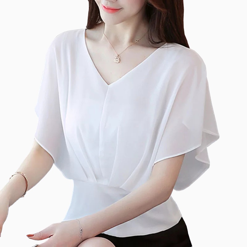 Blus Sifon Gaya Korea lengan pendek wing model terbaru - XSHOP Nami