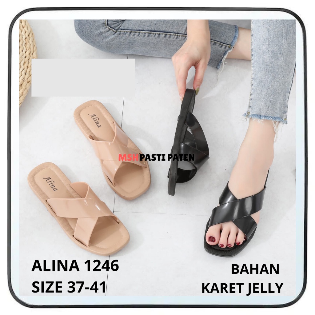 Sandal selop jelly silang wanita ori balance dan alina Sandal impor wanita