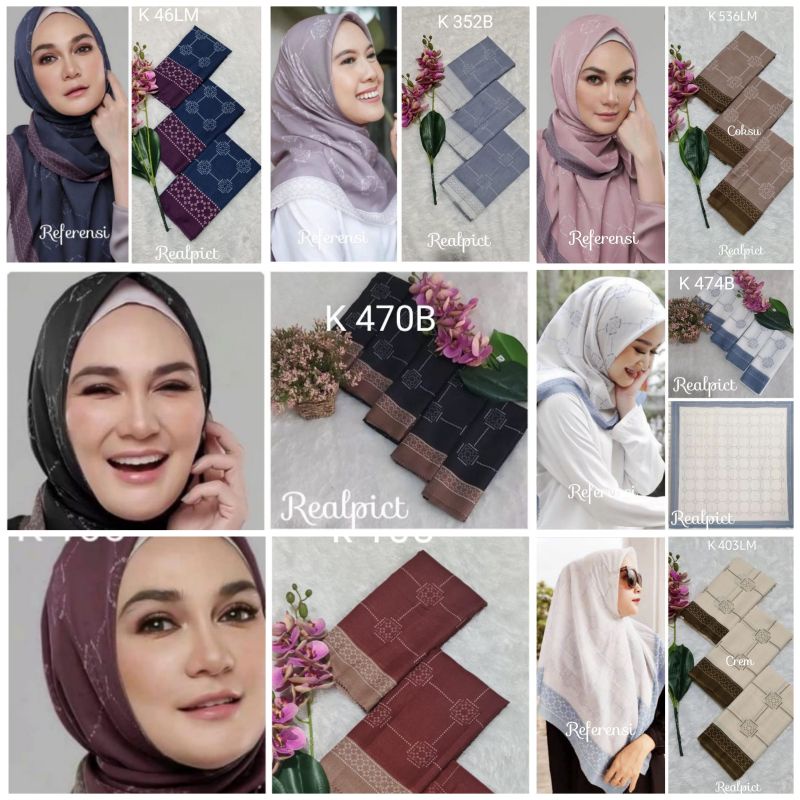 jilbab segi empat  motif voal motif lasercut denay motif voal motif premium (harga grosir partai)