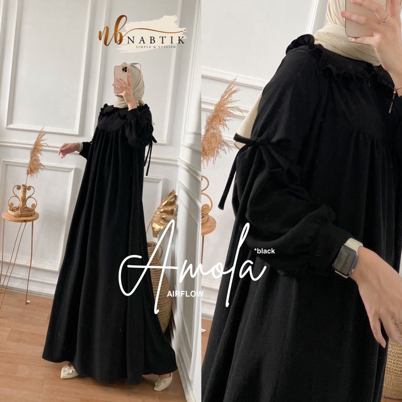 New Amola Dress Gamis Muslim Polos Kekinian mewah gamis Kondangan Original produk by Nabtik