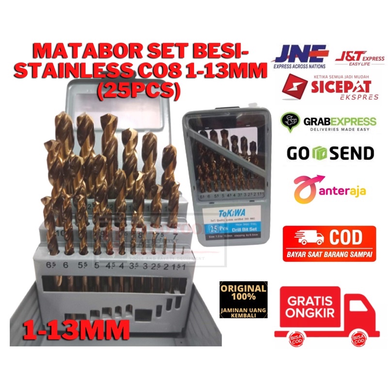 PROMO!!! MATABOR SET 1-13mm 25pcs TOKIWA CO8 MATABOR BESI STAINLESS MURAH