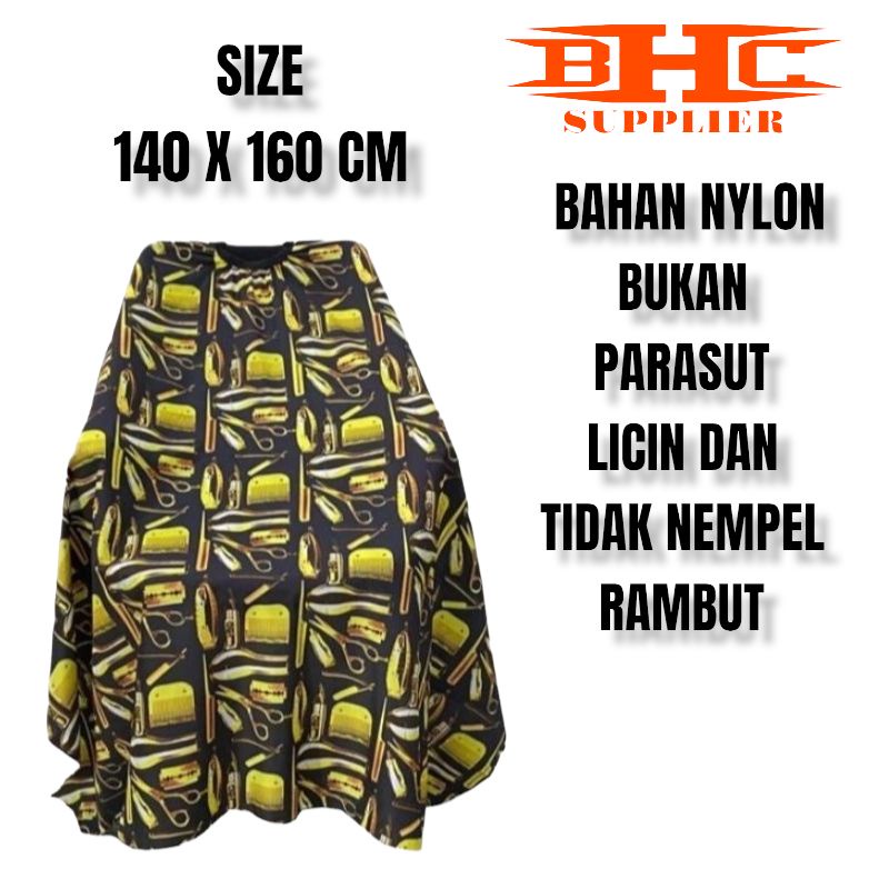 kain kip barbershop / barber cape / motif hitam kuning barber/ kep pangkas rambut salon