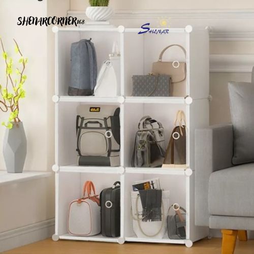 SHENAR LEMARI PLASTIK TAS BAJU CELANA SERBAGUNA / STORAGE CABINET HANDBAG / LEMARI PLASTIK 4 SUSUN / RAK BUKU BONEKA / LEMARI PLASTIK TAS BAG STORAGE - GISEL STELLA, SHENARCORNER168