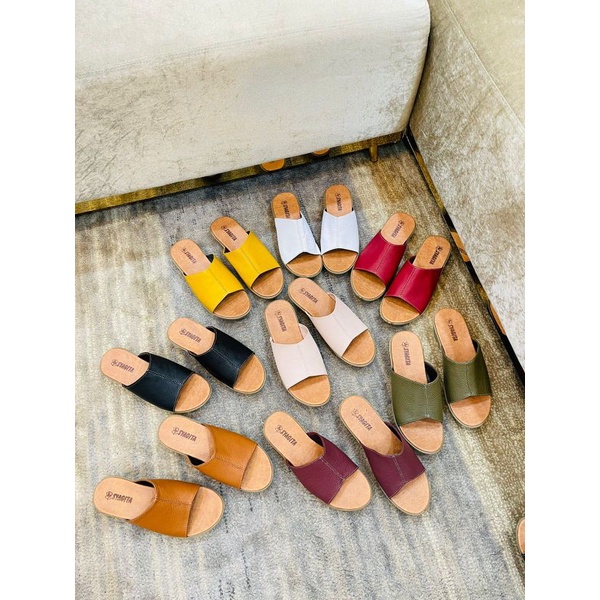 SANDAL KULIT WANITA MODEL NUNUNG DATAR - TOKO SYAGITA KULIT ASLI GARUT